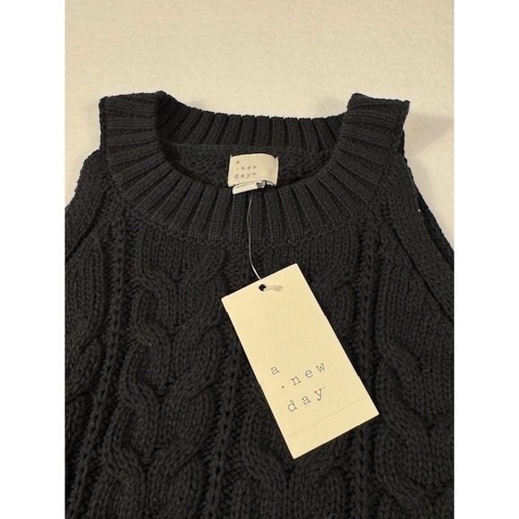 A New Day Womens XL Black Cable Knit Halter Sweater Tank Top Sleeveless NWT - Picture 6 of 7